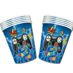 Set 10 pahare carton, unica folosinta, 260 ml , Tematica Gamer