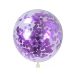 Set 10 Baloane din latex cu confetti mov , 30 cm