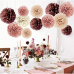 Ghirlanda Decorativa Pompoane si Rozete, Roz 12bucati