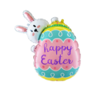 Balon Folie Happy Easter – 72x81 cm – Iepuras cu Oul de Paste