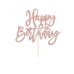 Topper Tort ,,Happy Birthday,, Roz cu glitter
