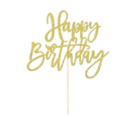 Topper Tort ,,Happy Birthday,, Auriu cu glitter
