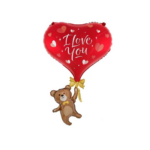 Balon folie Ursuleț de Pluș cu Inima Rosie 53x84cm