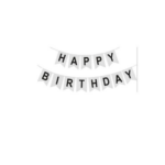 Banner Happy Birthday-Argintiu cu Litere Negre 180cm