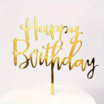 Topper Tort ,,Happy Birthday,, Auriu Lucios