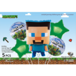 Set 5 baloane folie Minecraft Steve