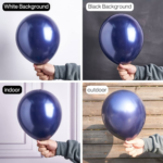 Set 50 Baloane Latex Chrome 30 cm, Albastru Inchis,Night Blue - imagine 2
