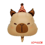 Balon folie Capibara cu palarie de petrecere – 60 x 46 cm