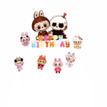Topper Tort Happy Birthday Labubu - Set 7 Bucati
