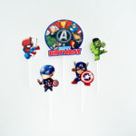 Topper Tort Super Eroi Happy Birthday - Set 5 Bucati