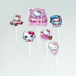 Topper Tort Hello Kitty Happy Birthday - Set 6 Bucati