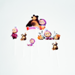 Topper Tort Masha si Ursul Happy Birthday - Set 6 Bucati