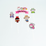Topper Tort Labubu Happy Birthday - Set 6 Bucati