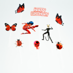 Topper Tort Miraculous Ladybug Happy Birthday - Set 8 Bucati