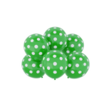 Set 6 Baloane Latex Verzi cu Buline Albe, 30 cm