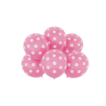 Set 6 Baloane Latex Roz cu Buline Albe, 30 cm