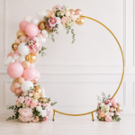 Arcada metalica rotunda pentru baloane si decoratiuni, 2 m, aurie