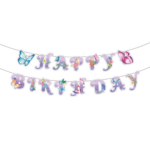 Banner decorativ Happy Birthday Fluturi si Flori