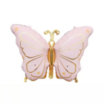 Balon folie Fluture roz cu detalii aurii, 79 x 53 cm