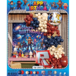 Set Decoratiuni Petrecere Roblox Happy Birthday cu Baloane, Fundal Foto si Balon Folie - 57 buc