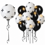 Set baloane albe si negre cu fundite si luminite decorative – 35 buc